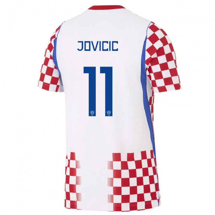 Danxen Barn Kroatien Milos Jovicic #11 Vit Röd Blå Hemmatröja Matchtröjor 26-28 Tröjor T-Tröja