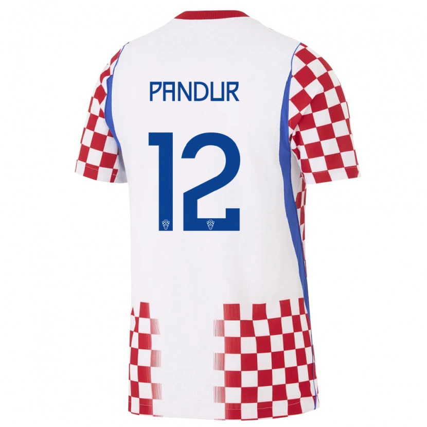 Danxen Barn Kroatien Ivor Pandur #12 Vit Röd Blå Hemmatröja Matchtröjor 26-28 Tröjor T-Tröja