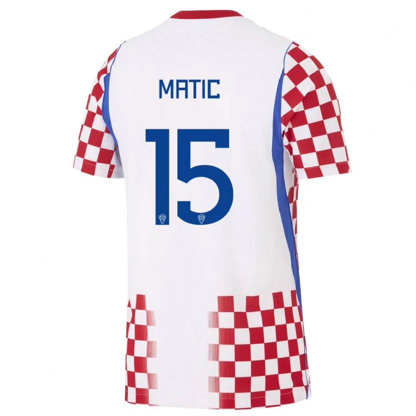 Danxen Barn Kroatien Nikolas Matic #15 Vit Röd Blå Hemmatröja Matchtröjor 26-28 Tröjor T-Tröja