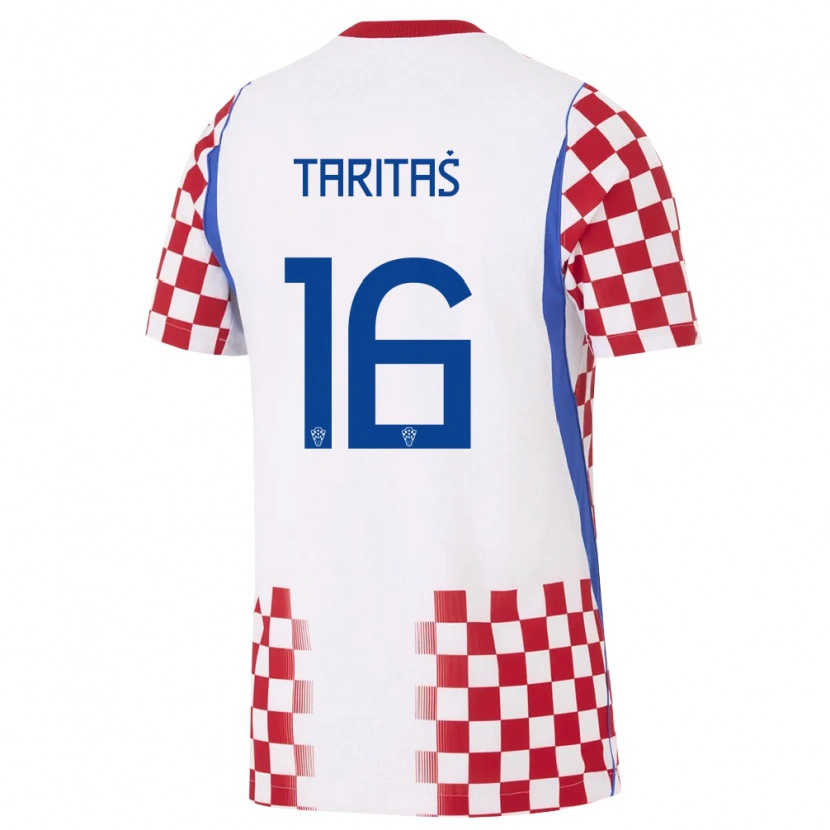 Danxen Barn Kroatien Martina Taritas #16 Vit Röd Blå Hemmatröja Matchtröjor 26-28 Tröjor T-Tröja