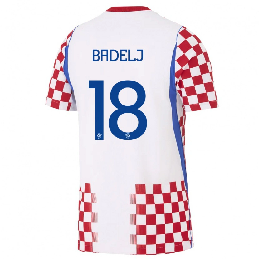 Danxen Barn Kroatien Juraj Badelj #18 Vit Röd Blå Hemmatröja Matchtröjor 26-28 Tröjor T-Tröja