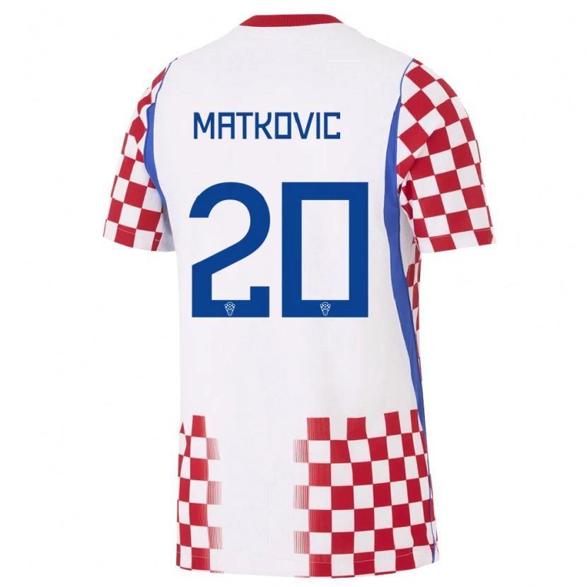 Danxen Barn Kroatien Anton Matkovic #20 Vit Röd Blå Hemmatröja Matchtröjor 26-28 Tröjor T-Tröja