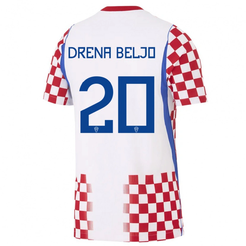 Danxen Barn Kroatien Dion Drena Beljo #20 Vit Röd Blå Hemmatröja Matchtröjor 26-28 Tröjor T-Tröja