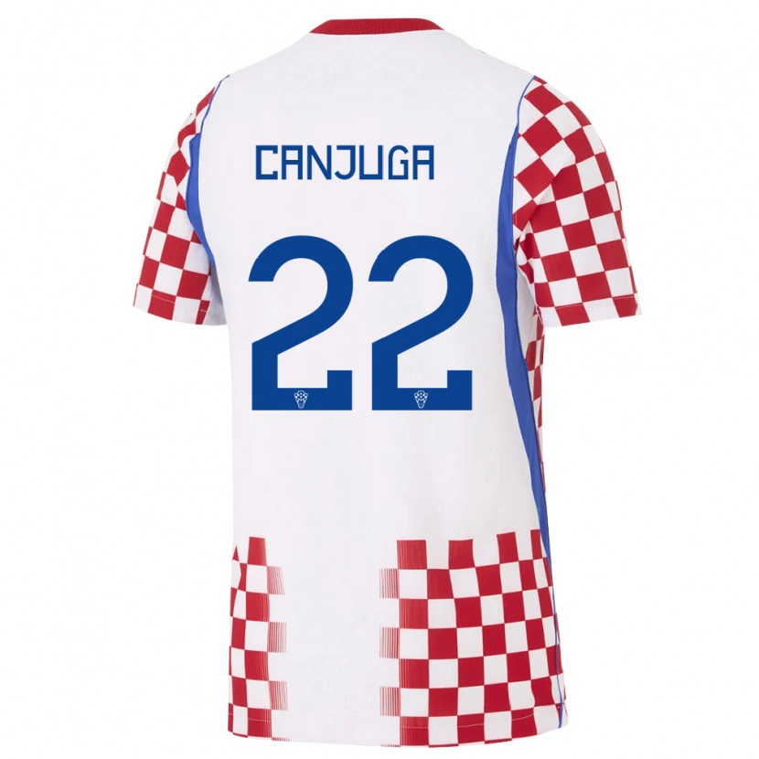 Danxen Barn Kroatien Ivan Canjuga #22 Vit Röd Blå Hemmatröja Matchtröjor 26-28 Tröjor T-Tröja