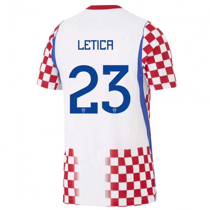 Danxen Barn Kroatien Karlo Letica #23 Vit Röd Blå Hemmatröja Matchtröjor 26-28 Tröjor T-Tröja