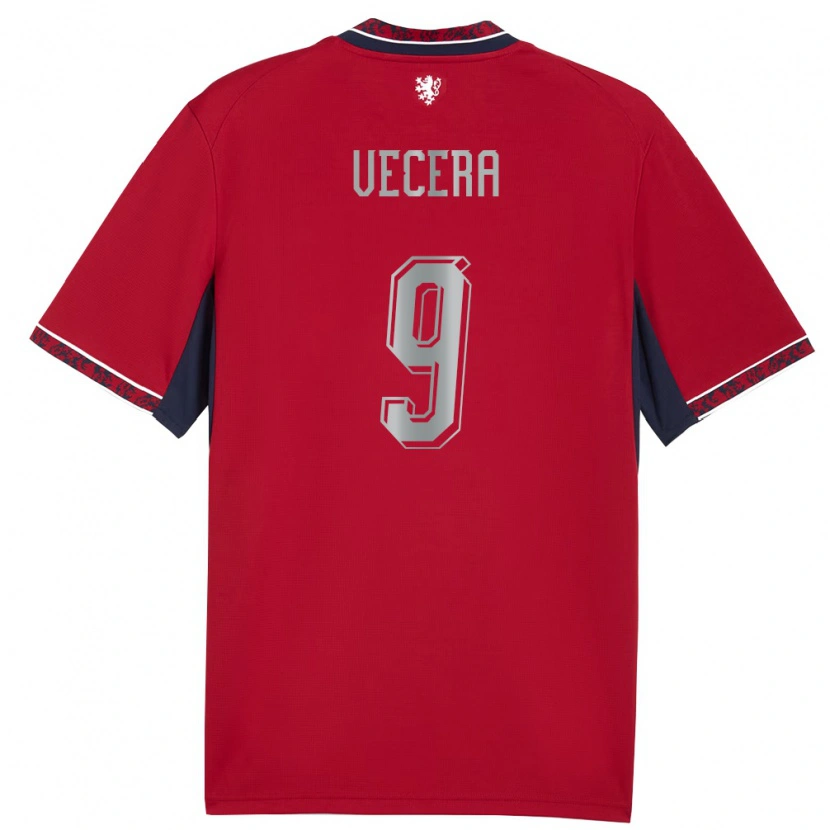 Danxen Barn Tjeckien Filip Vecera #9 Röd Vit Marin Hemmatröja Matchtröjor 26-28 Tröjor T-Tröja