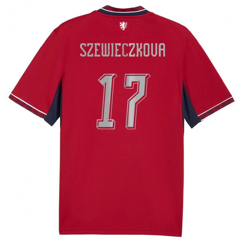 Danxen Barn Tjeckien Tereza Szewieczková #17 Röd Vit Marin Hemmatröja Matchtröjor 26-28 Tröjor T-Tröja