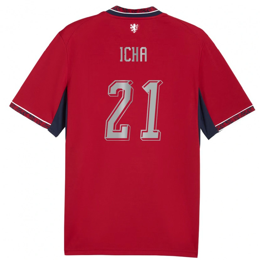 Danxen Barn Tjeckien Marek Icha #21 Röd Vit Marin Hemmatröja Matchtröjor 26-28 Tröjor T-Tröja