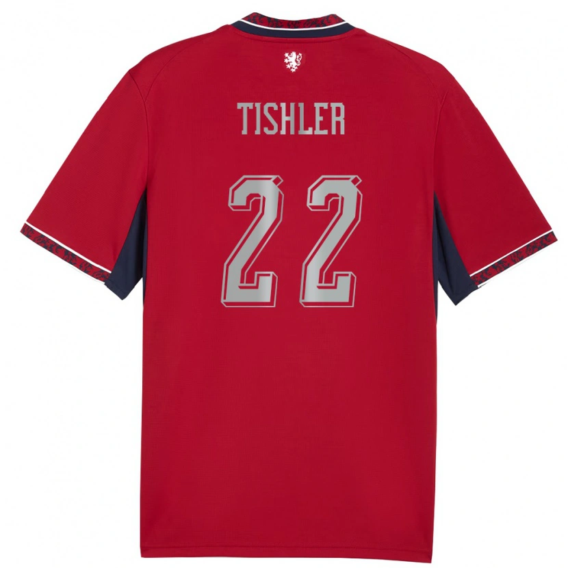 Danxen Barn Tjeckien Daniel Tishler #22 Röd Vit Marin Hemmatröja Matchtröjor 26-28 Tröjor T-Tröja