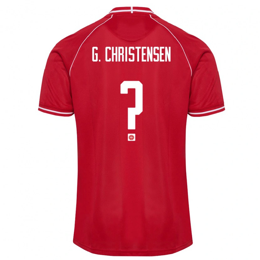 Danxen Barn Danmark Gustav Christensen #0 Röd Vit Hemmatröja Matchtröjor 26-28 Tröjor T-Tröja