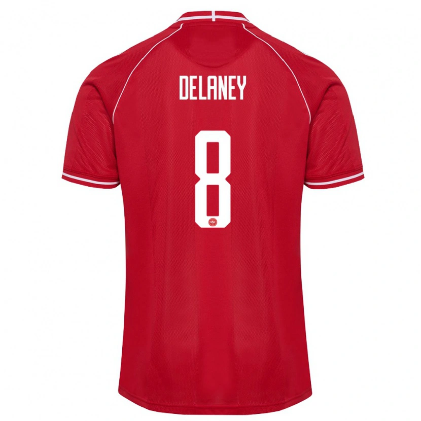 Danxen Barn Danmark Thomas Delaney #8 Röd Vit Hemmatröja Matchtröjor 26-28 Tröjor T-Tröja