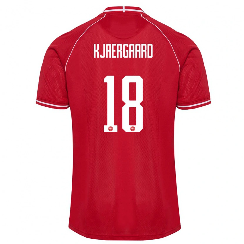 Danxen Barn Danmark Maurits Kjaergaard #18 Röd Vit Hemmatröja Matchtröjor 26-28 Tröjor T-Tröja