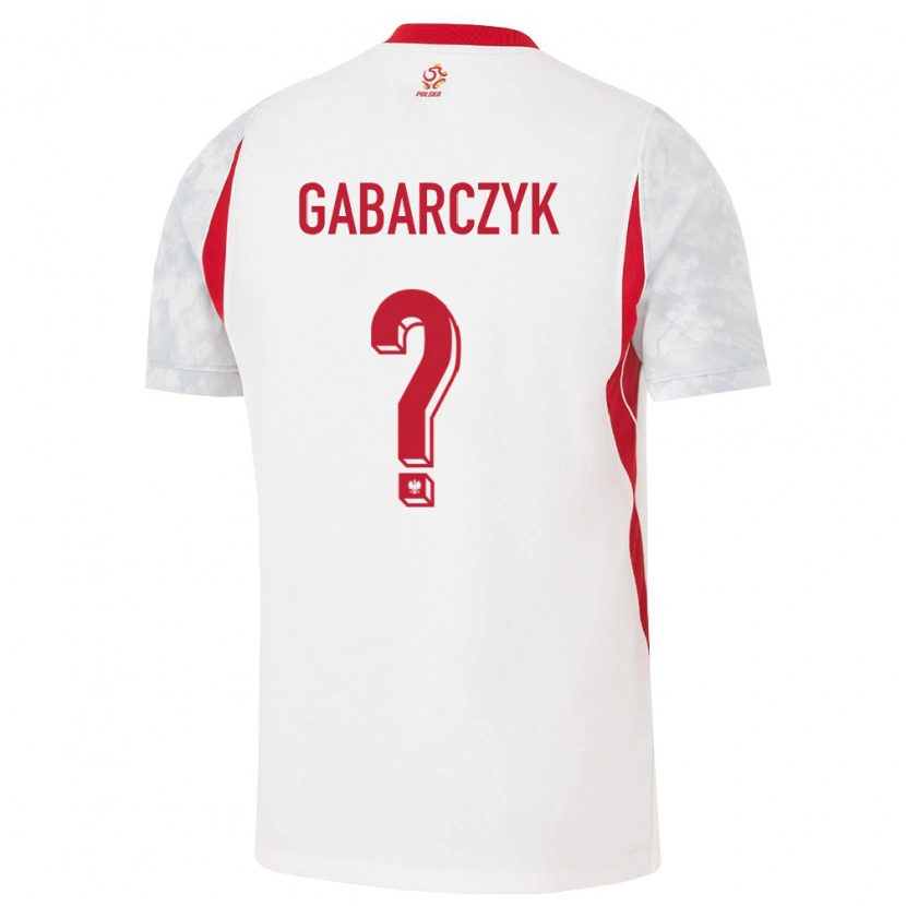 Danxen Barn Polen Wojciech Gąbarczyk #0 Vit Röd Grå Hemmatröja Matchtröjor 26-28 Tröjor T-Tröja