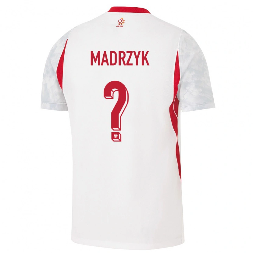 Danxen Barn Polen Jakub Madrzyk #0 Vit Röd Grå Hemmatröja Matchtröjor 26-28 Tröjor T-Tröja