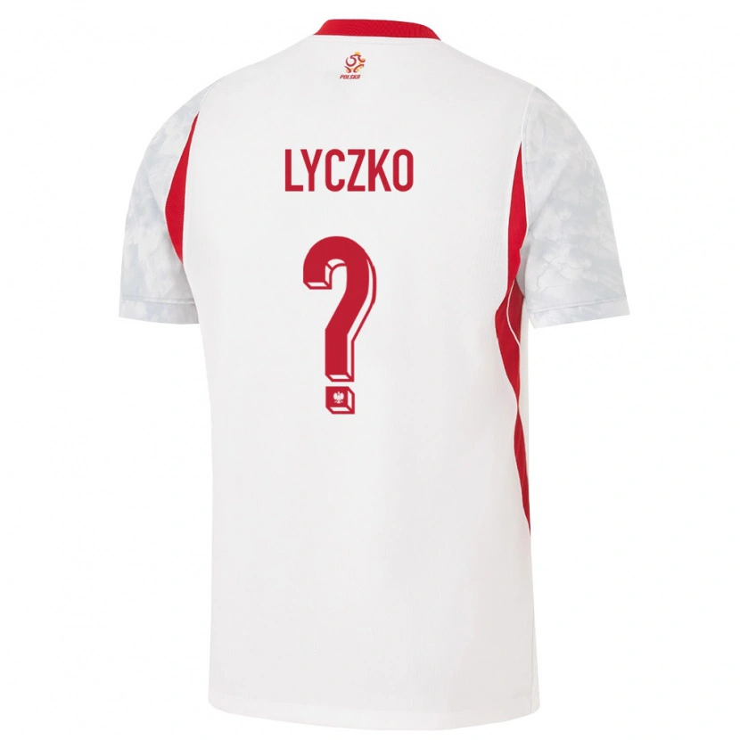 Danxen Barn Polen Szymon Lyczko #0 Vit Röd Grå Hemmatröja Matchtröjor 26-28 Tröjor T-Tröja