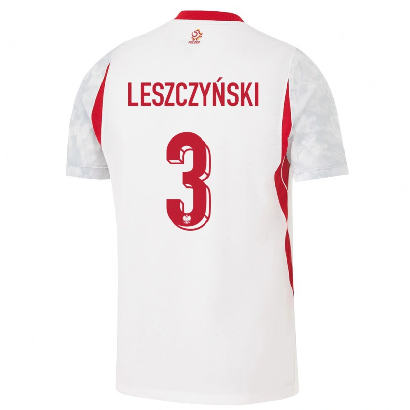 Danxen Barn Polen Jan Leszczyński #3 Vit Röd Grå Hemmatröja Matchtröjor 26-28 Tröjor T-Tröja