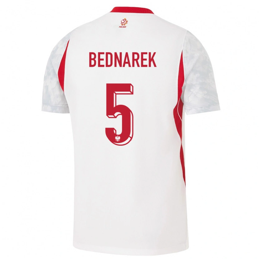 Danxen Barn Polen Jan Bednarek #5 Vit Röd Grå Hemmatröja Matchtröjor 26-28 Tröjor T-Tröja
