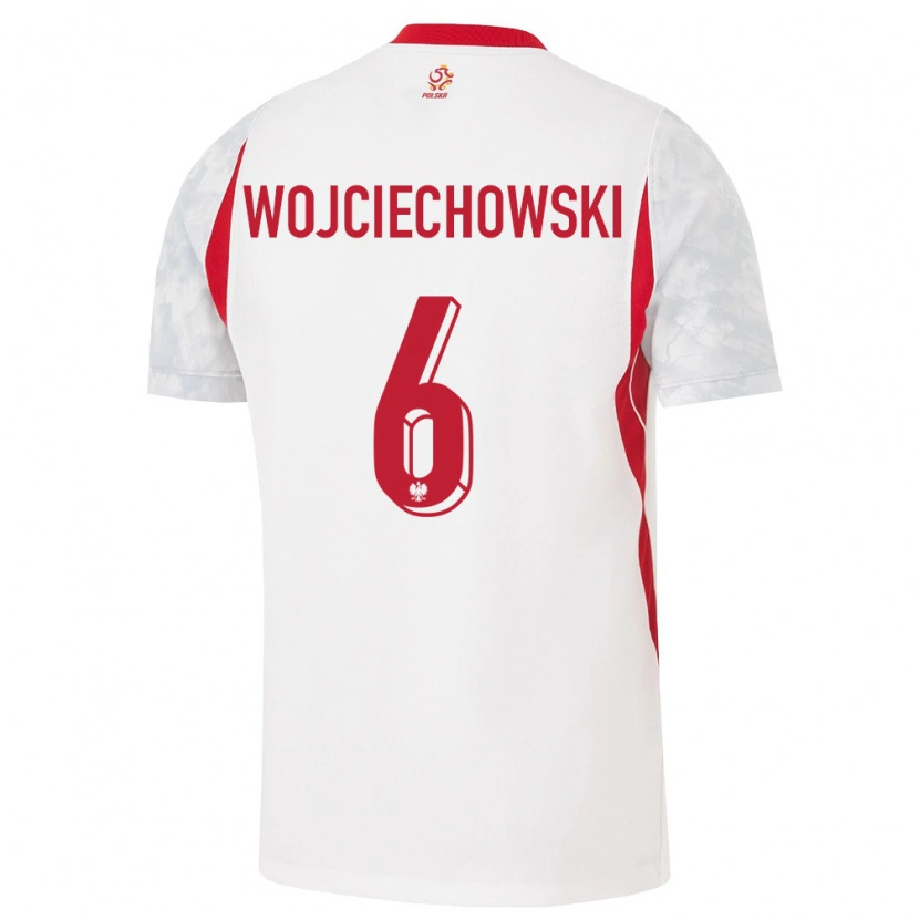 Danxen Barn Polen Maciej Wojciechowski #6 Vit Röd Grå Hemmatröja Matchtröjor 26-28 Tröjor T-Tröja