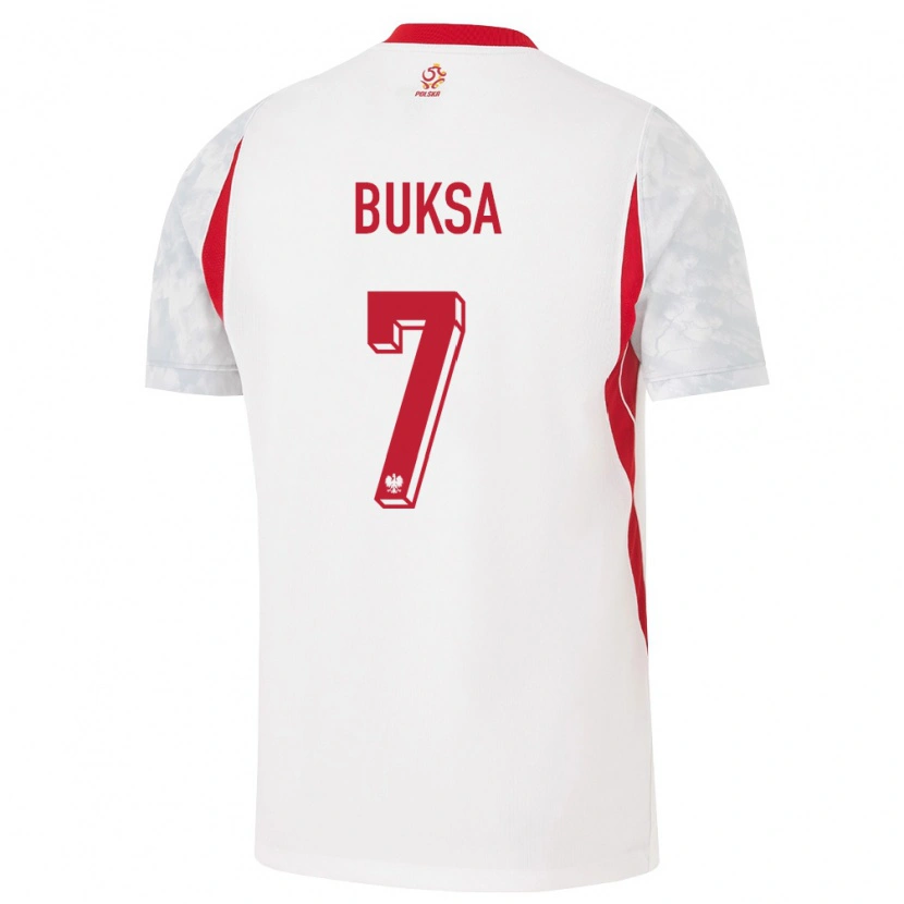 Danxen Barn Polen Aleksander Buksa #7 Vit Röd Grå Hemmatröja Matchtröjor 26-28 Tröjor T-Tröja