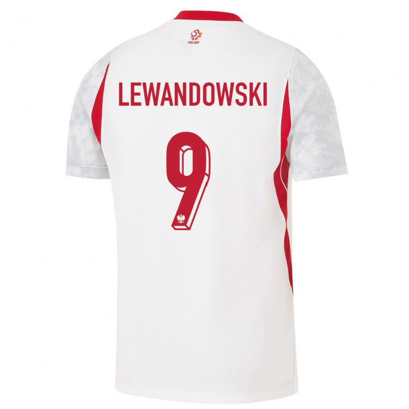 Danxen Barn Polen Robert Lewandowski #9 Vit Röd Grå Hemmatröja Matchtröjor 26-28 Tröjor T-Tröja
