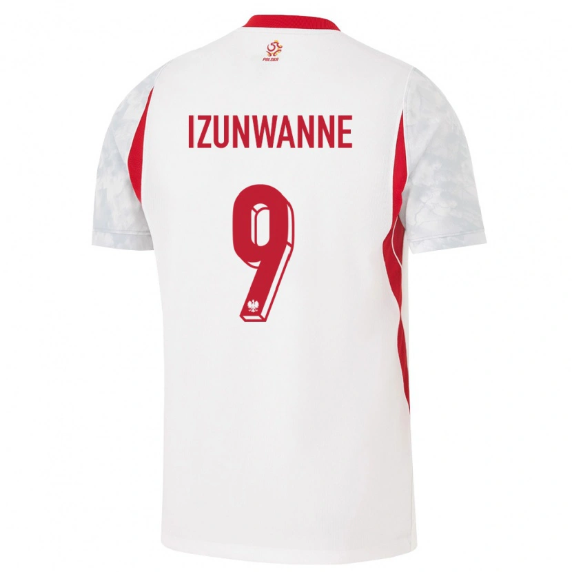 Danxen Barn Polen Michael Izunwanne #9 Vit Röd Grå Hemmatröja Matchtröjor 26-28 Tröjor T-Tröja