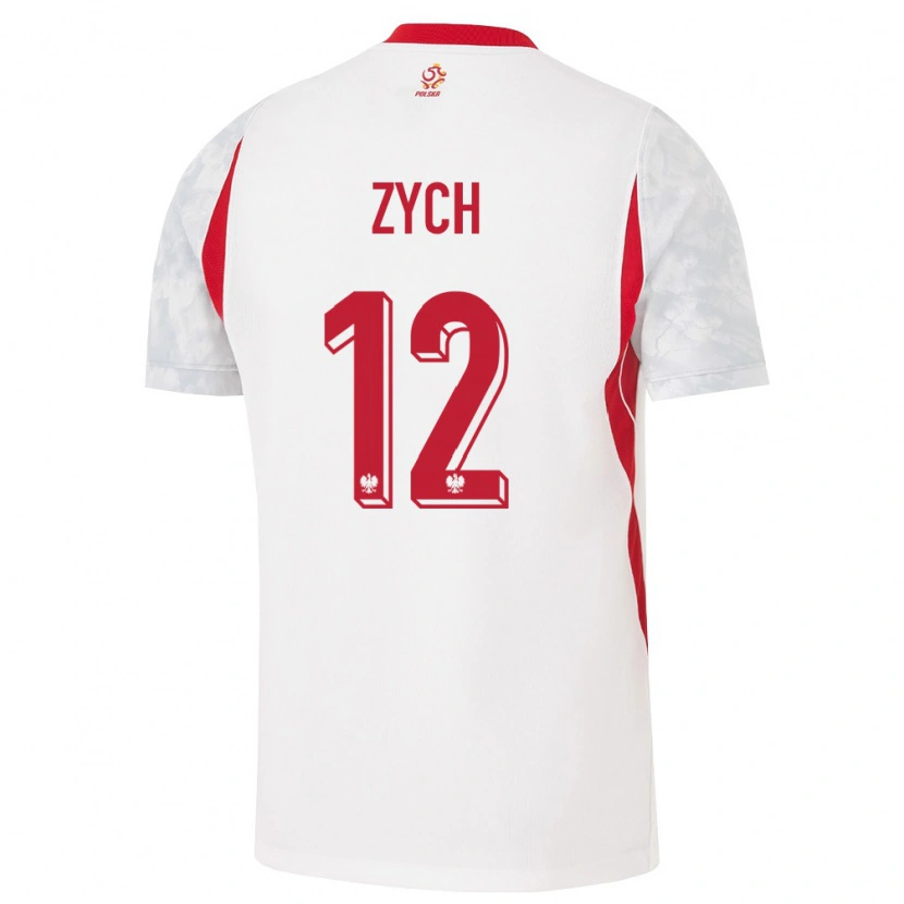 Danxen Barn Polen Oliwier Zych #12 Vit Röd Grå Hemmatröja Matchtröjor 26-28 Tröjor T-Tröja