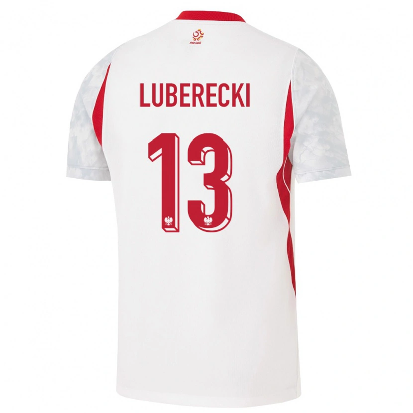Danxen Barn Polen Filip Luberecki #13 Vit Röd Grå Hemmatröja Matchtröjor 26-28 Tröjor T-Tröja