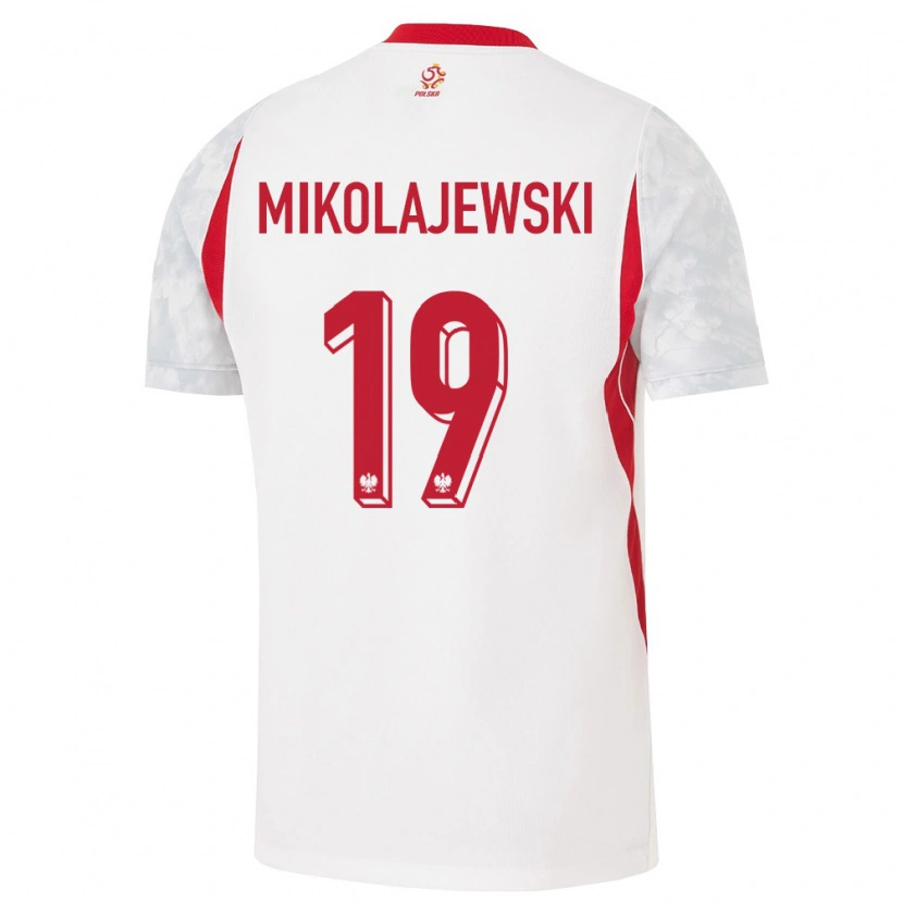 Danxen Barn Polen Daniel Mikolajewski #19 Vit Röd Grå Hemmatröja Matchtröjor 26-28 Tröjor T-Tröja