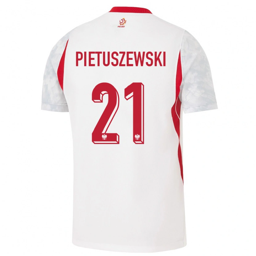 Danxen Barn Polen Oskar Pietuszewski #21 Vit Röd Grå Hemmatröja Matchtröjor 26-28 Tröjor T-Tröja