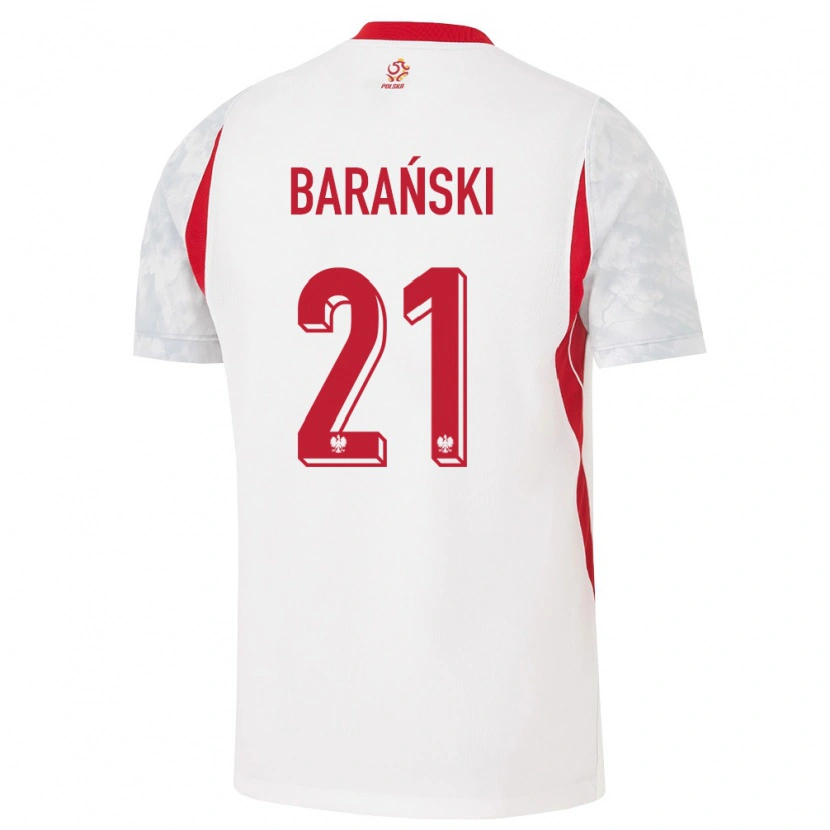 Danxen Barn Polen Bartłomiej Barański #21 Vit Röd Grå Hemmatröja Matchtröjor 26-28 Tröjor T-Tröja