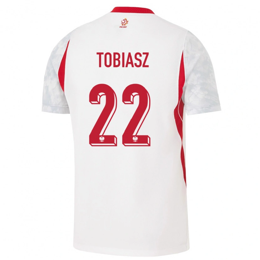 Danxen Barn Polen Kacper Tobiasz #22 Vit Röd Grå Hemmatröja Matchtröjor 26-28 Tröjor T-Tröja