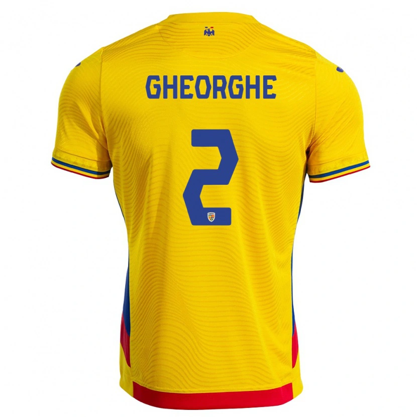 Danxen Barn Rumänien Costyn Gheorghe #2 Gul Röd Hemmatröja Matchtröjor 26-28 Tröjor T-Tröja