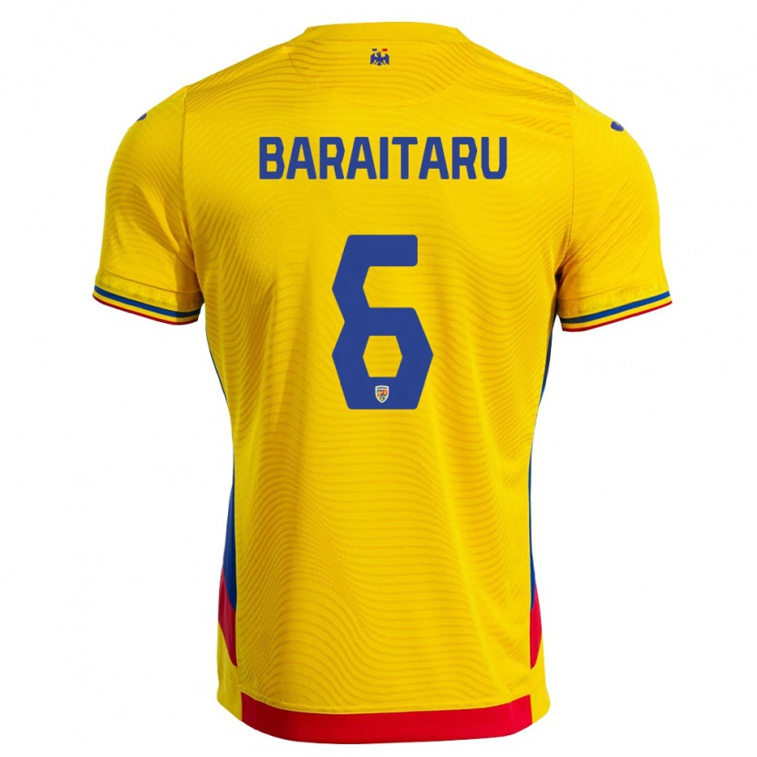 Danxen Barn Rumänien Mario Bărăitaru #6 Gul Röd Hemmatröja Matchtröjor 26-28 Tröjor T-Tröja