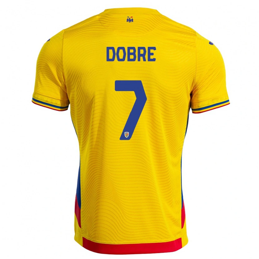Danxen Barn Rumänien Alexandru Dobre #7 Gul Röd Hemmatröja Matchtröjor 26-28 Tröjor T-Tröja