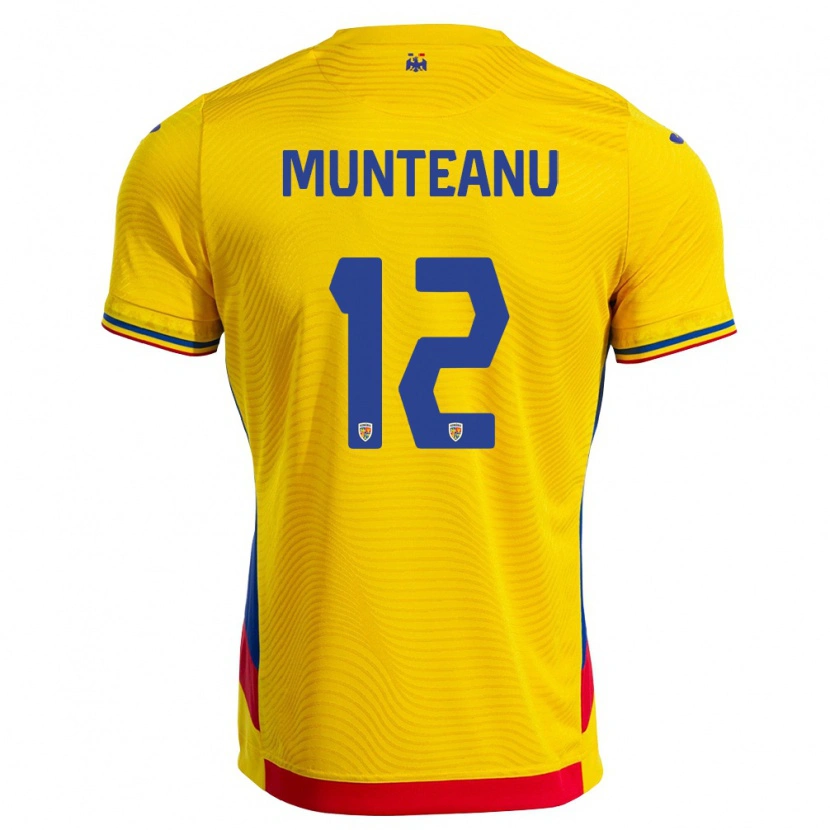 Danxen Barn Rumänien Rafael Munteanu #12 Gul Röd Hemmatröja Matchtröjor 26-28 Tröjor T-Tröja