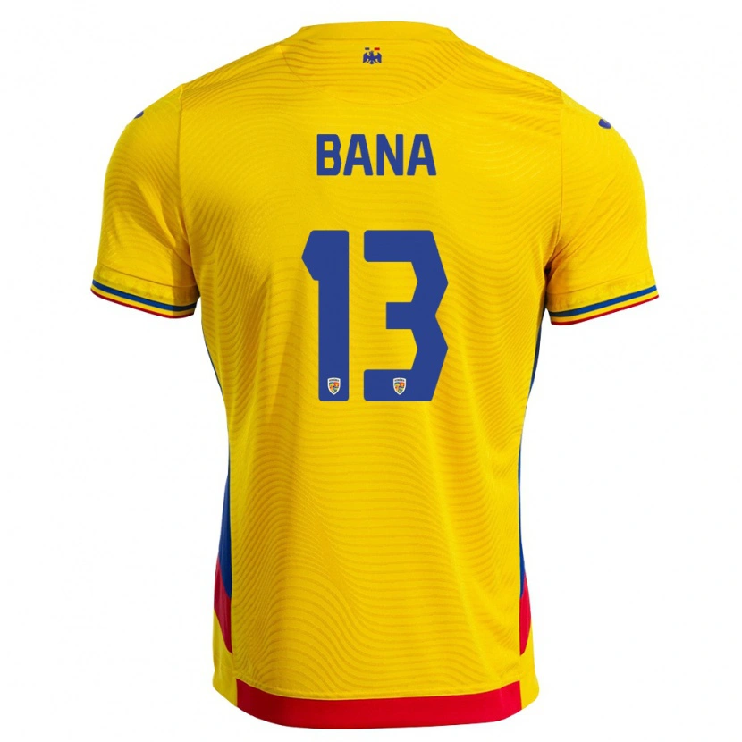 Danxen Barn Rumänien Ștefan Bană #13 Gul Röd Hemmatröja Matchtröjor 26-28 Tröjor T-Tröja