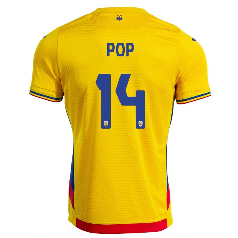 Danxen Barn Rumänien Rareș Pop #14 Gul Röd Hemmatröja Matchtröjor 26-28 Tröjor T-Tröja