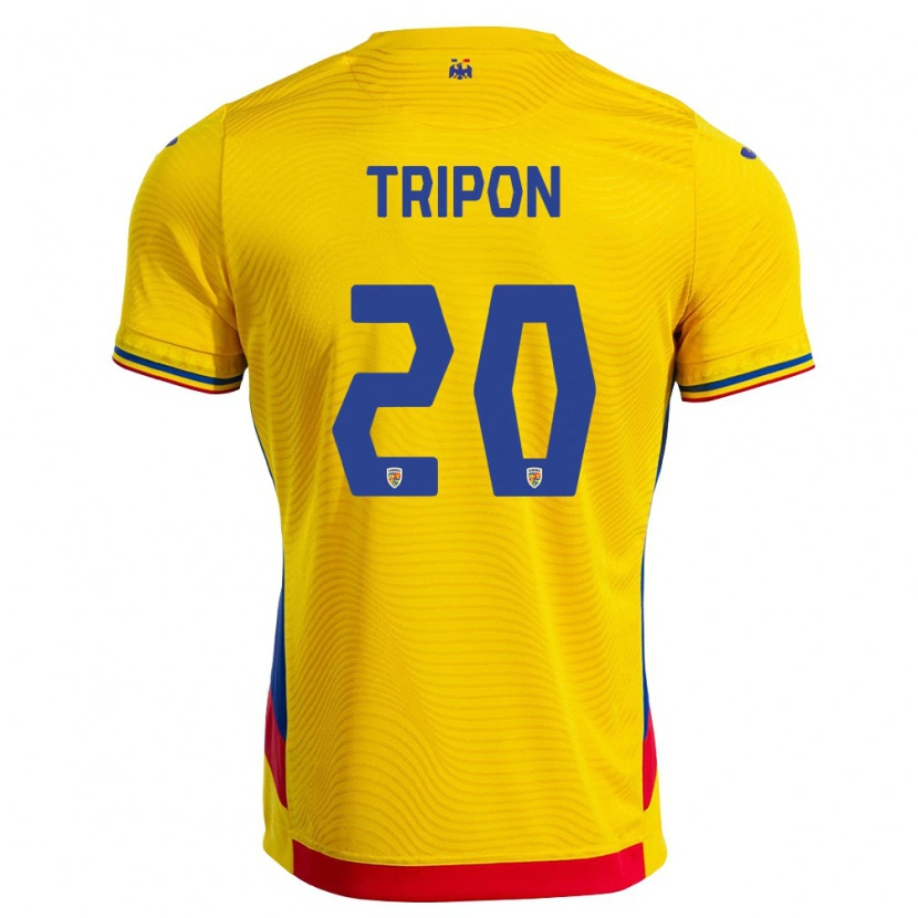 Danxen Barn Rumänien Darius Tripon #20 Gul Röd Hemmatröja Matchtröjor 26-28 Tröjor T-Tröja