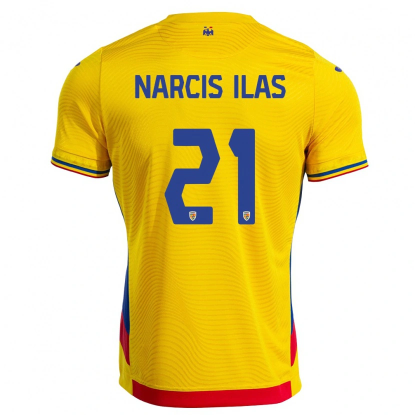 Danxen Barn Rumänien Narcis Ilaș #21 Gul Röd Hemmatröja Matchtröjor 26-28 Tröjor T-Tröja