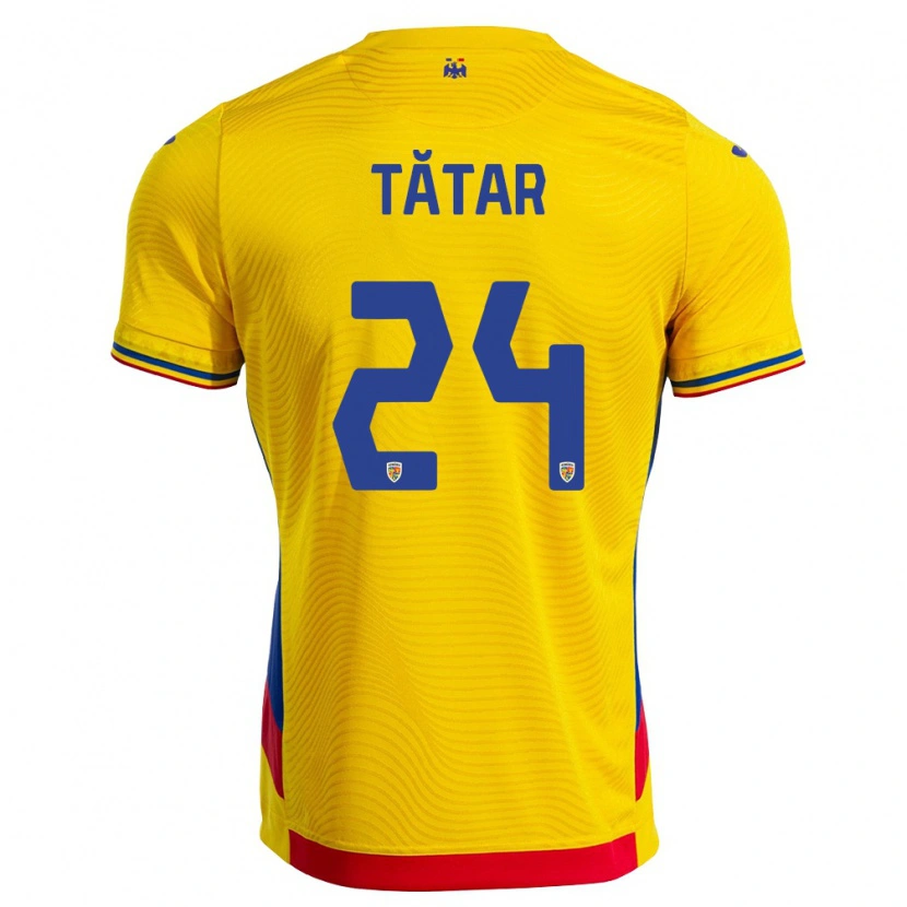 Danxen Barn Rumänien Mădălina Tătar #24 Gul Röd Hemmatröja Matchtröjor 26-28 Tröjor T-Tröja