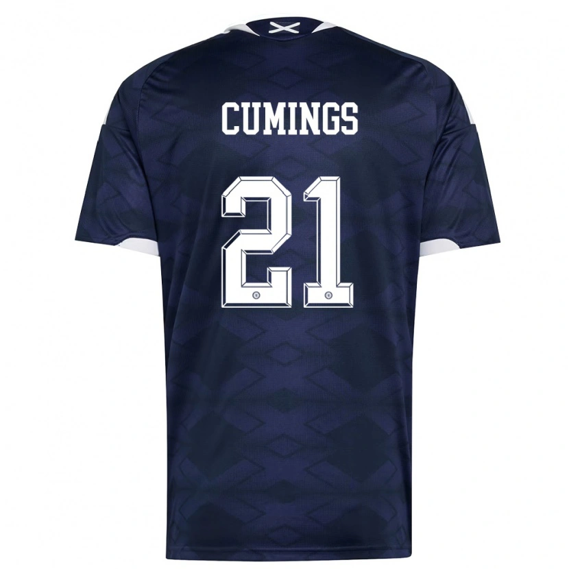 Danxen Barn Skottland Eartha Cumings #21 Marin Vit Hemmatröja Matchtröjor 26-28 Tröjor T-Tröja