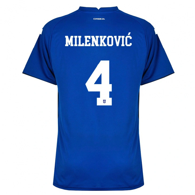 Danxen Barn Serbien Nikola Milenković #4 Marin Röd Hemmatröja Matchtröjor 26-28 Tröjor T-Tröja