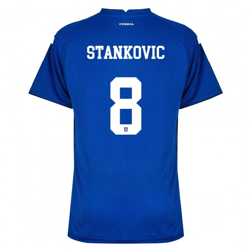 Danxen Barn Serbien Nikola Stankovic #8 Marin Röd Hemmatröja Matchtröjor 26-28 Tröjor T-Tröja