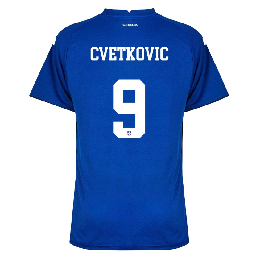 Danxen Barn Serbien Mihajlo Cvetkovic #9 Marin Röd Hemmatröja Matchtröjor 26-28 Tröjor T-Tröja