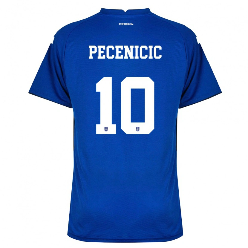 Danxen Barn Serbien Mihailo Pecenicic #10 Marin Röd Hemmatröja Matchtröjor 26-28 Tröjor T-Tröja