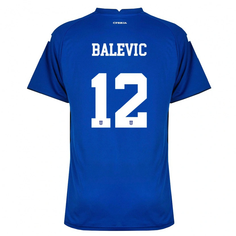 Danxen Barn Serbien Lazar Balevic #12 Marin Röd Hemmatröja Matchtröjor 26-28 Tröjor T-Tröja