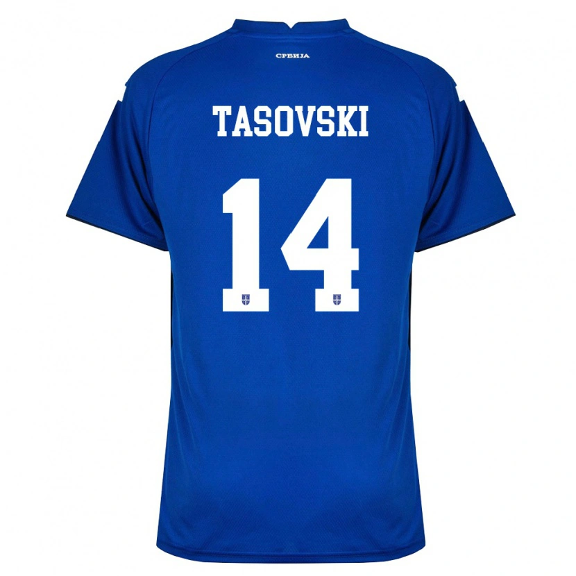 Danxen Barn Serbien Vasil Tasovski #14 Marin Röd Hemmatröja Matchtröjor 26-28 Tröjor T-Tröja