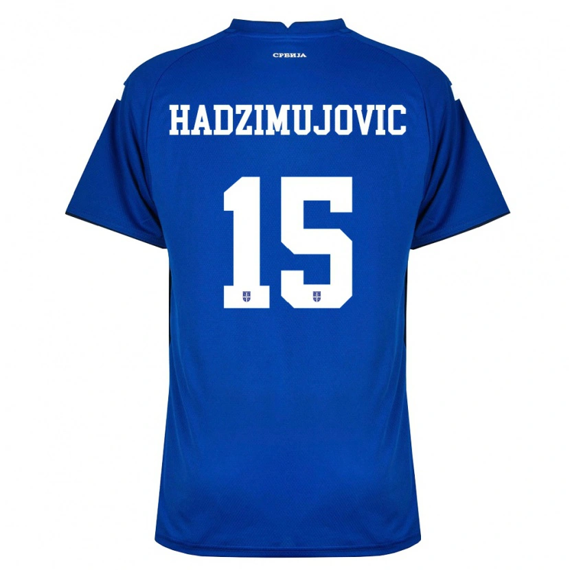 Danxen Barn Serbien Ahmed Hadzimujovic #15 Marin Röd Hemmatröja Matchtröjor 26-28 Tröjor T-Tröja