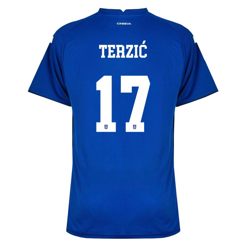 Danxen Barn Serbien Aleksa Terzic #17 Marin Röd Hemmatröja Matchtröjor 26-28 Tröjor T-Tröja