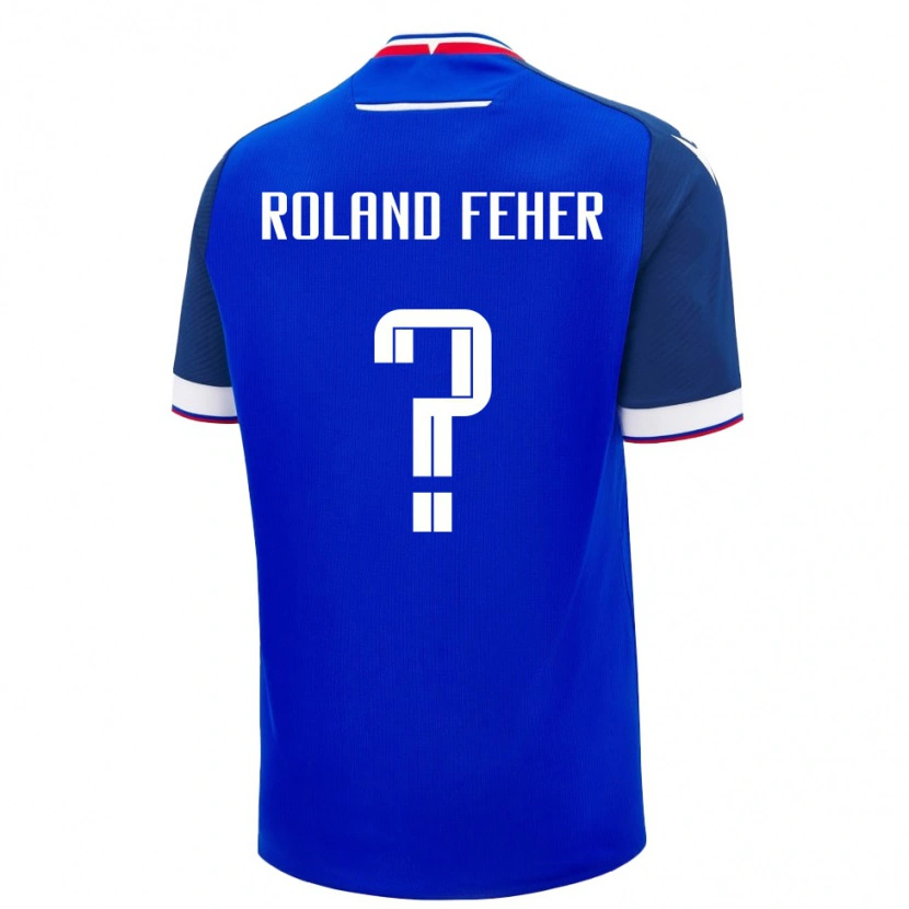 Danxen Barn Slovakien Mate Roland Feher #0 Blå Vit Hemmatröja Matchtröjor 26-28 Tröjor T-Tröja